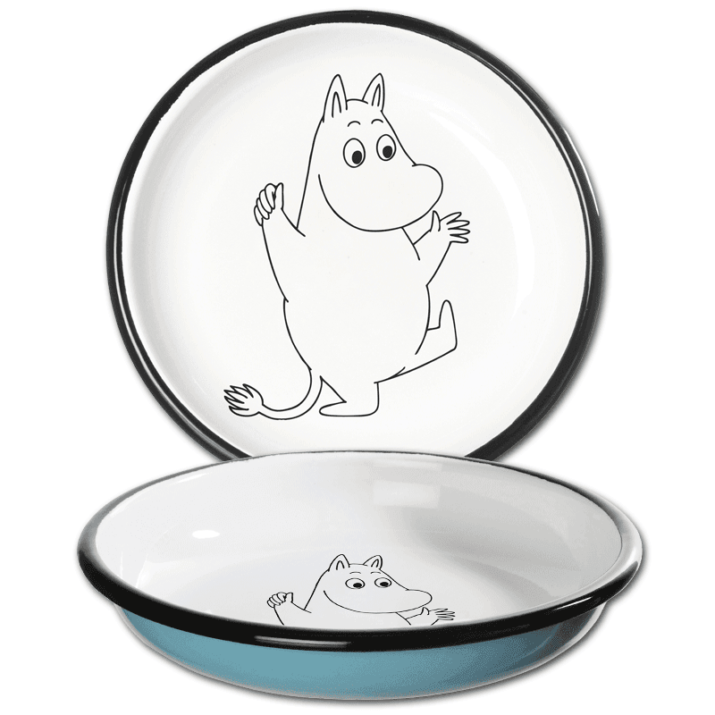 Emaljetallerken Mummitrollet  retro lyseblå (dia. 18 cm)